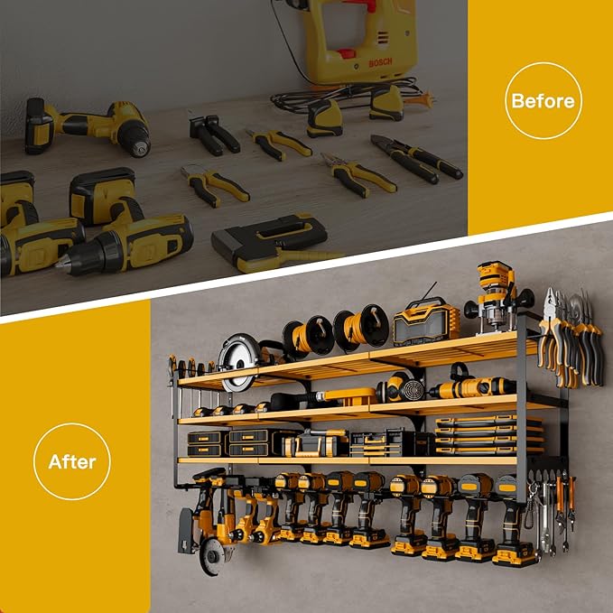 48" Large Power Tools Organizer Wall Mount, 12 Drill Holder