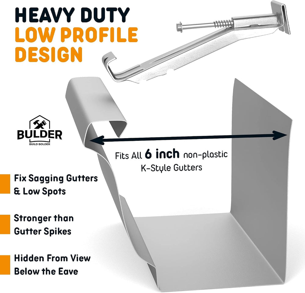 Quick Screw 6 Inch Gutter Hangers - 10 Pack - Gutter Brackets 6 Inch with Bon...