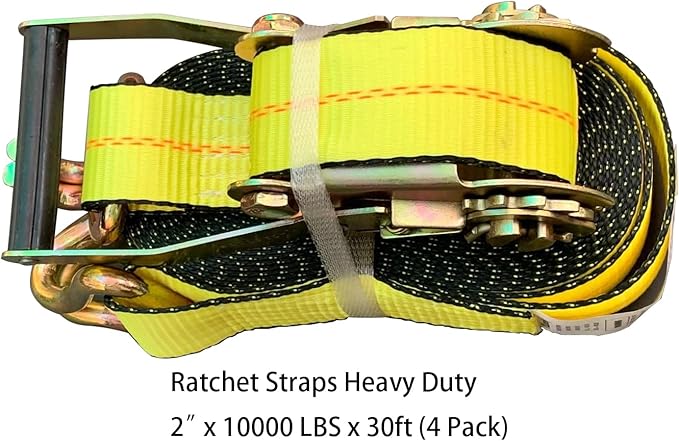 Ratchet Straps Heavy Duty 2" x 30' x 10000 lbs J Hook Tie Down Strap...