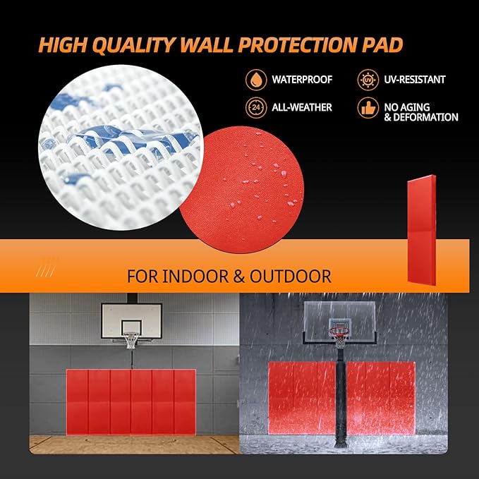 PROGOAL 2"/4" Thick Foam Protection Wall Pad，Gym Basketball-Court