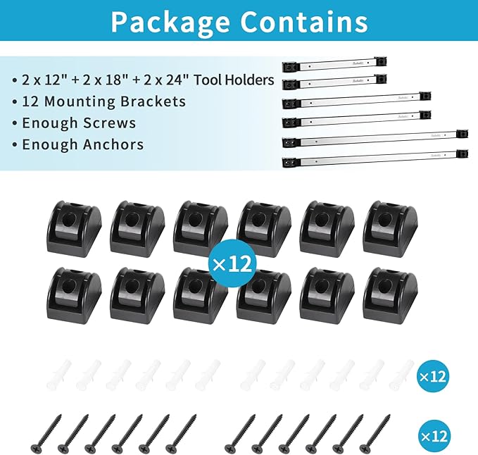 12" 18" 24" Magnetic Tool Holder Strip, Stainless Steel Surfac...