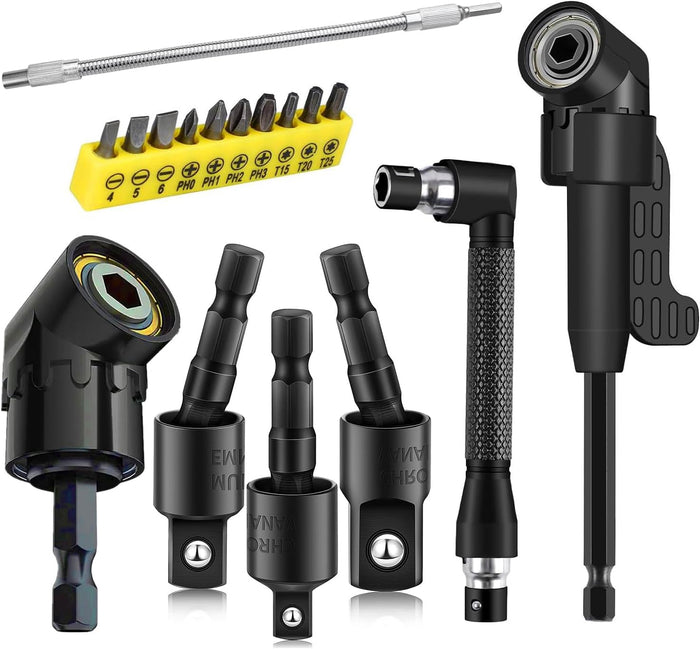 17Pcs Tools Flexible Drill Bit Extension, Include 3Pcs Rotatable Socket Adapter