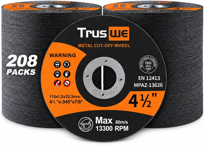 208 Pack Cut Off Wheels - 4 1/2 Inch Metal and Stainless Steel Cutting Wheel for Angle Grinder Ultra Thin Cut-Off Wheel Cutting Disc