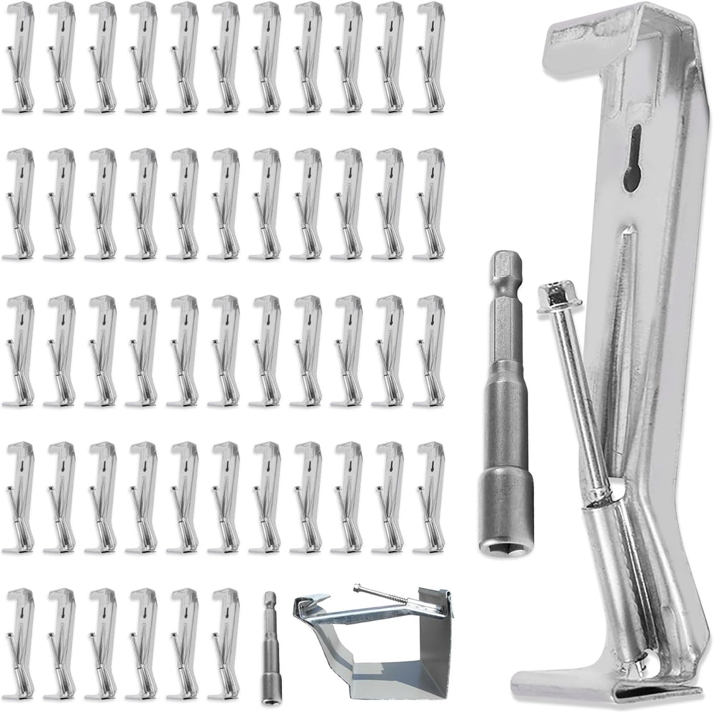 50-Pack Hidden Gutter Hangers 5 Inch K Style - Heavy Duty Rain Gutter Bracket...
