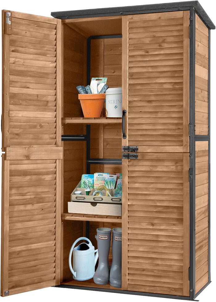 Outdoor Storage Shed Garden Cabinet with Strong Iron Frame Large Garden Shed with Floor,Waterproof