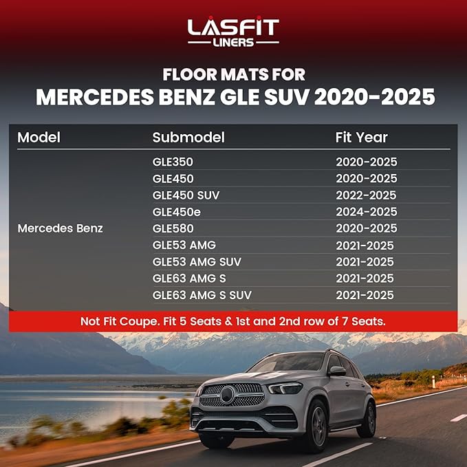 LASFIT Floor Mats & Cargo Mat for Mercedes Benz GLE SUV 2020-2026 350/450 /