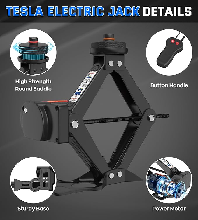 Electric Car Jack for Tesla Model Y Model 3/S/X, Portable 2 Ton 12V Electric