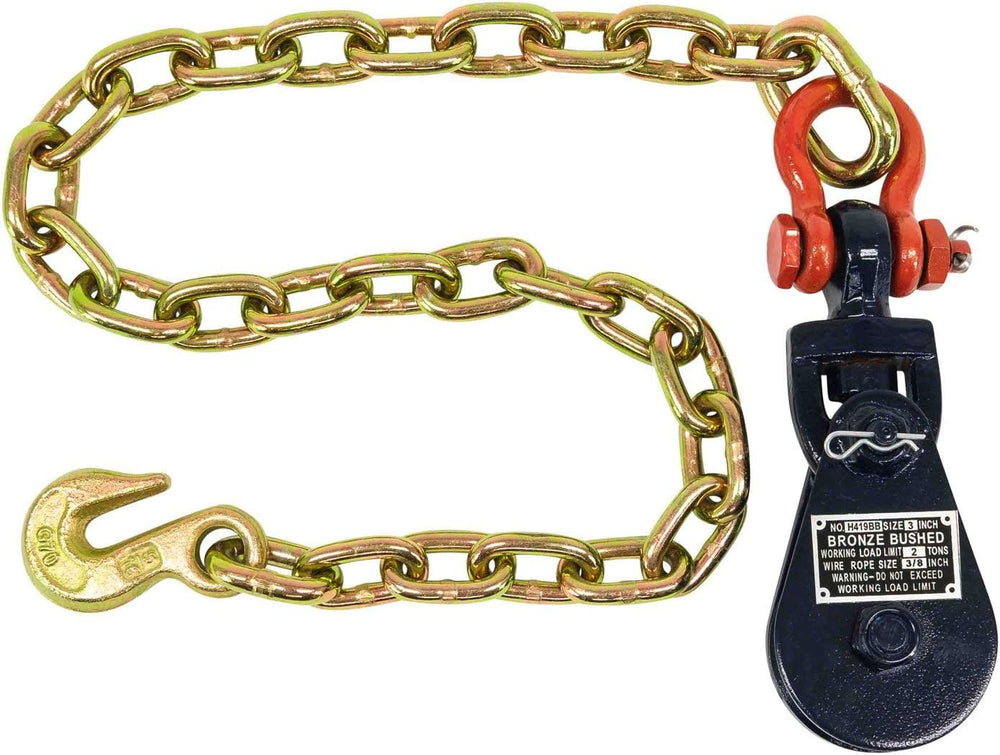 Mytee Products 2 Ton Snatch Block with Chain Flatbed Tow Truck Rollback Wreck...