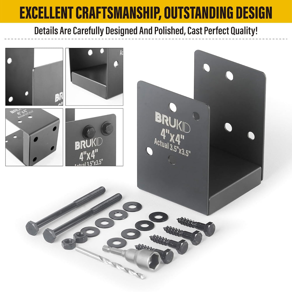 Stainless Steel 4 x 4 (Actual: 3.5" x 3.5") Deck Post Base, Post An...