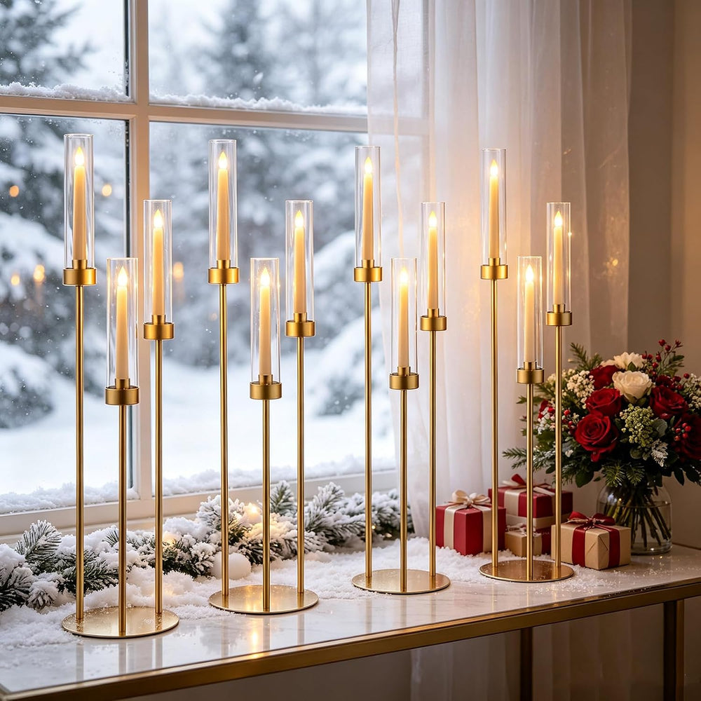 2pcs Gold Candelabra for Table Centerpieces, 33.8'' Tall 3 Arm Candle...