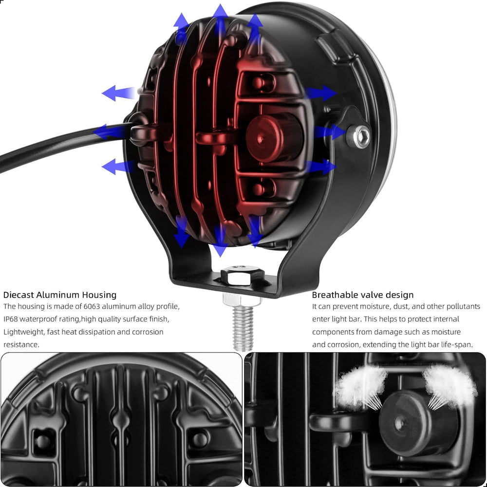 3.5 Inch Round LED Fog Lights, Anti-Glare Off Road LED Pod Lights