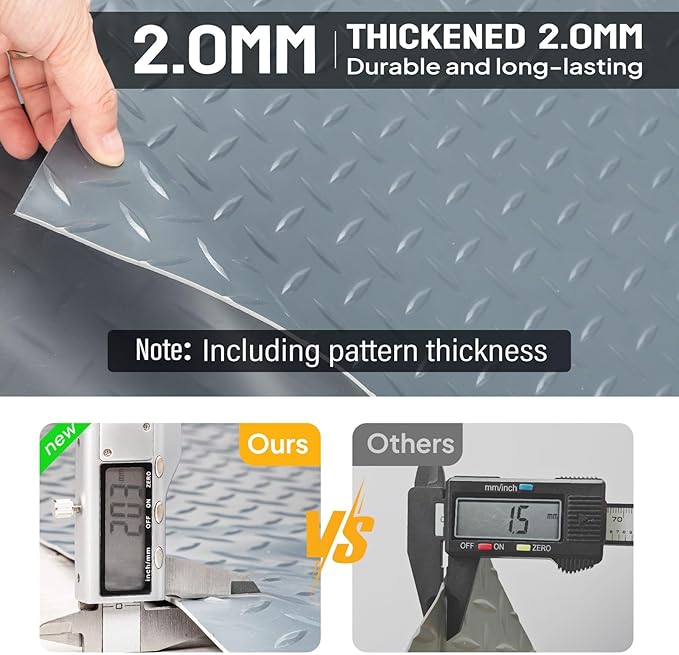 TUFFIOM 7.5 x 20 FT Garage Floor Mat, Thickened Diamond Plate PVC Garage Mats