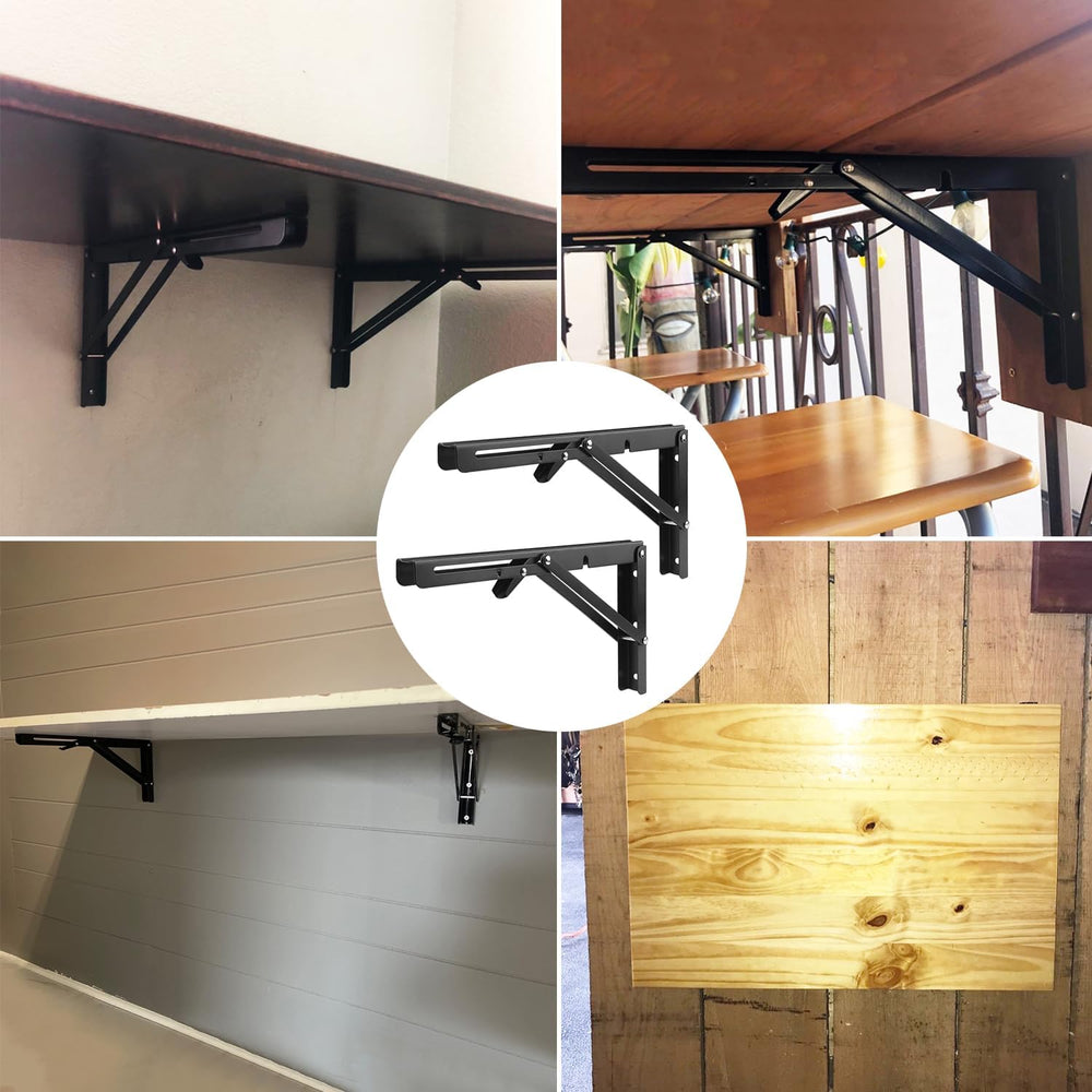 4 Pairs 8 PCS 12 Inch Folding Shelf Brackets,Metal Collapsible Shelf Bracket ...