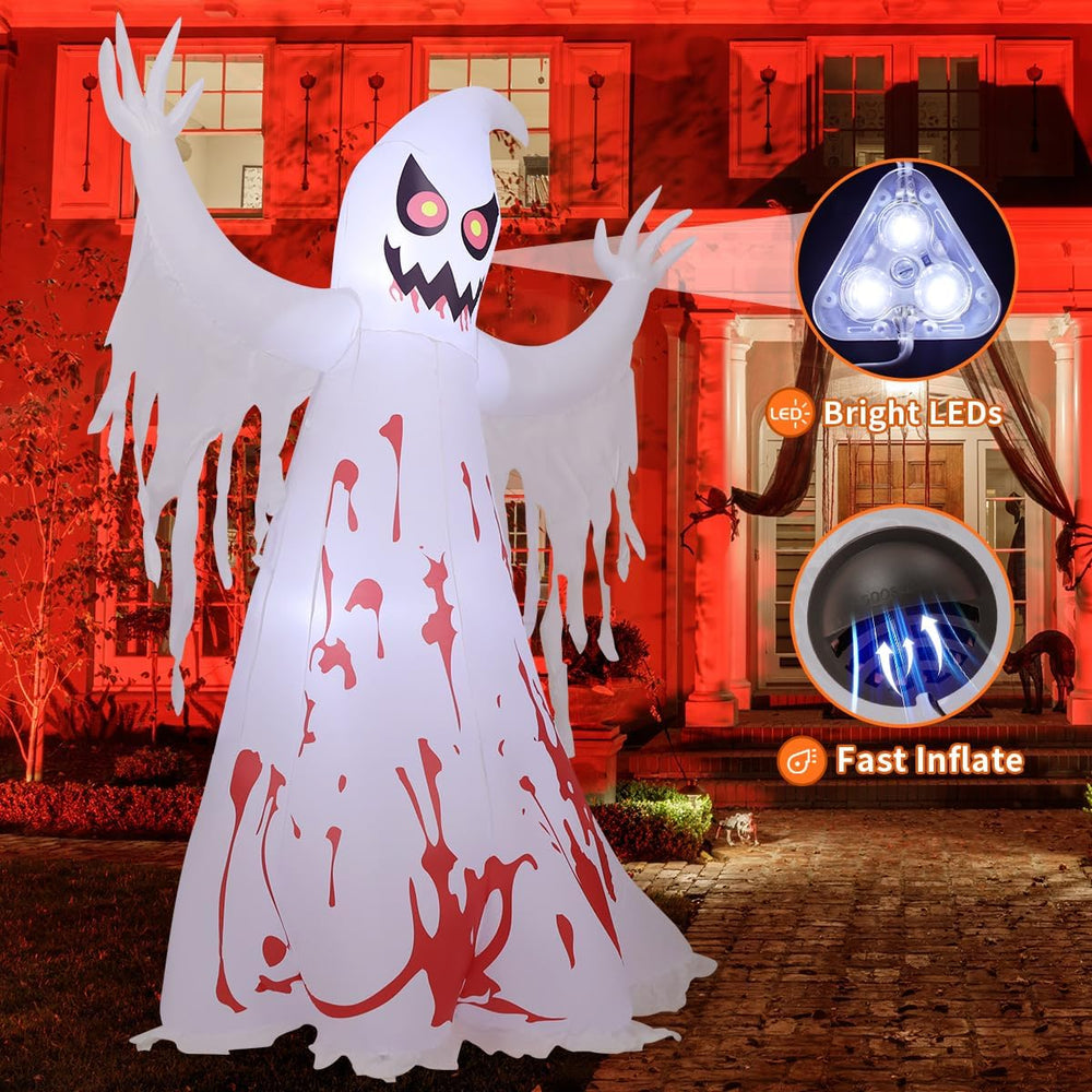 GOOSH 8.2 FT Giant Halloween Inflatable Ghost - Outdoor Blow Up Yard Decorati...