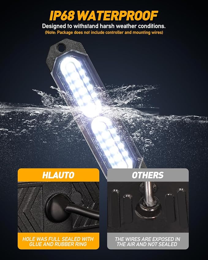 HLauto 1200T Emergency Strobe Grille Lights: 8pcs 12 LED Sync Feature Safety