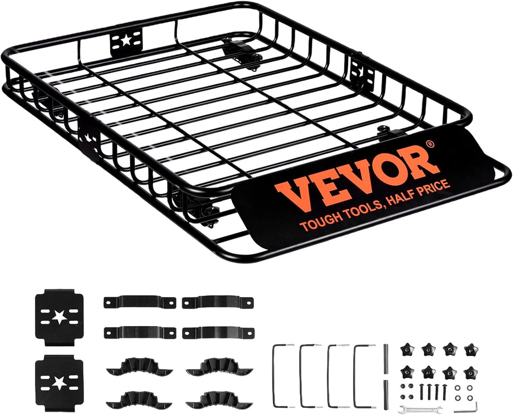 VEVOR Roof Rack Cargo Basket, Heavy-Duty 200 LBS Capacity Universal Roof Rack