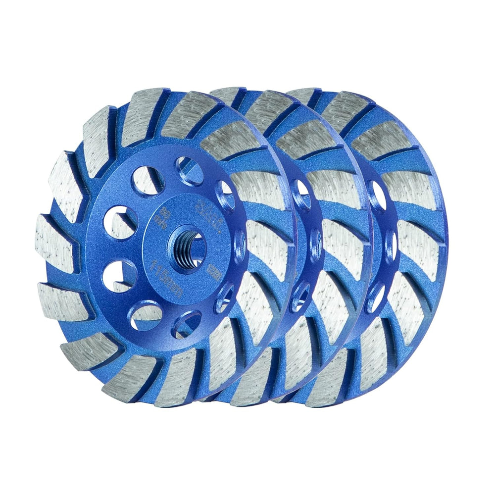 SALI 4.5 Inch 3pcs Concrete Grinding Wheels 14 Turbo Diamond Segments 5/8-11 ...