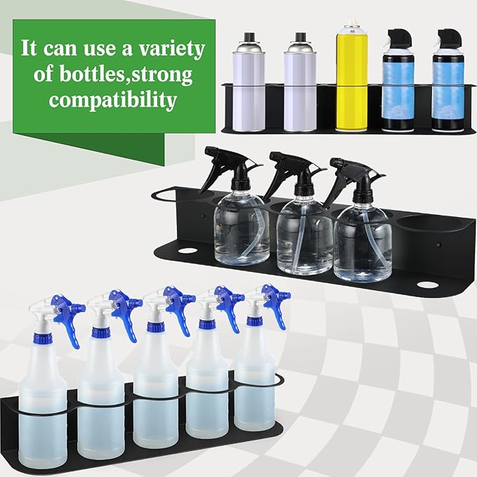 Therwen 2 Pcs 5 Holes All Purpose Steel Spray Bottle Holder Heavy Duty Spray