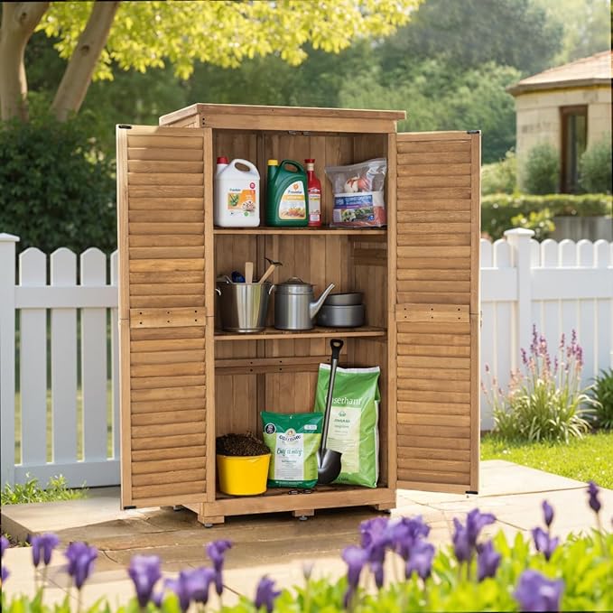 MCombo Outdoor Storage Cabinet, Garden Storage Shed, Outside Vertical Shed