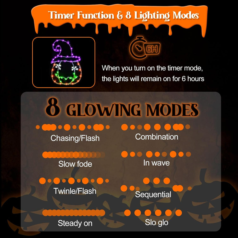 Halloween Window Lights, 3 Pack LED Waterproof Timer Indoor Decor