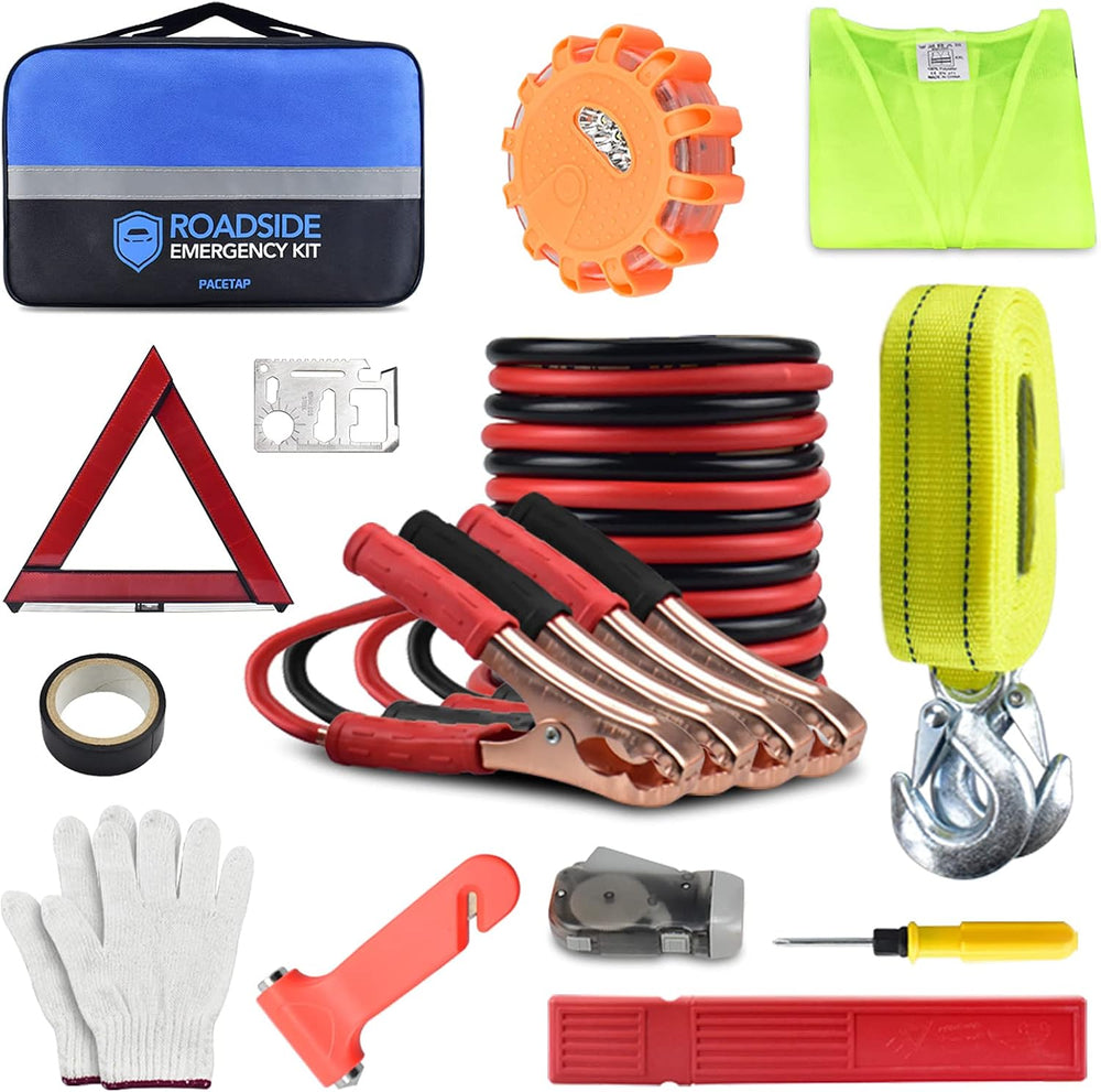 PACETAP Car Roadside Emergency Kit, Essential Auto Safety Road Side Assistanc...