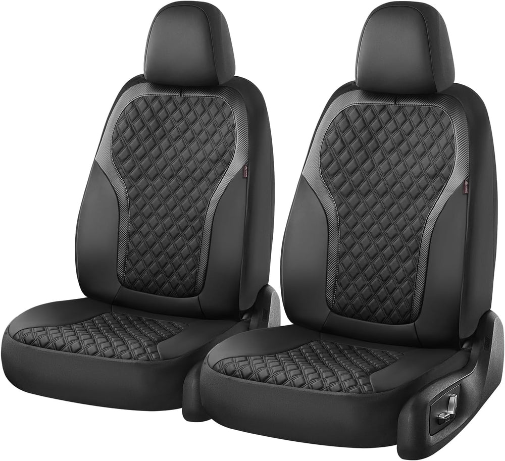 Coverado Front Seat Covers, 2-Pack Luxury Diamond Leather Car Seat Cover with...