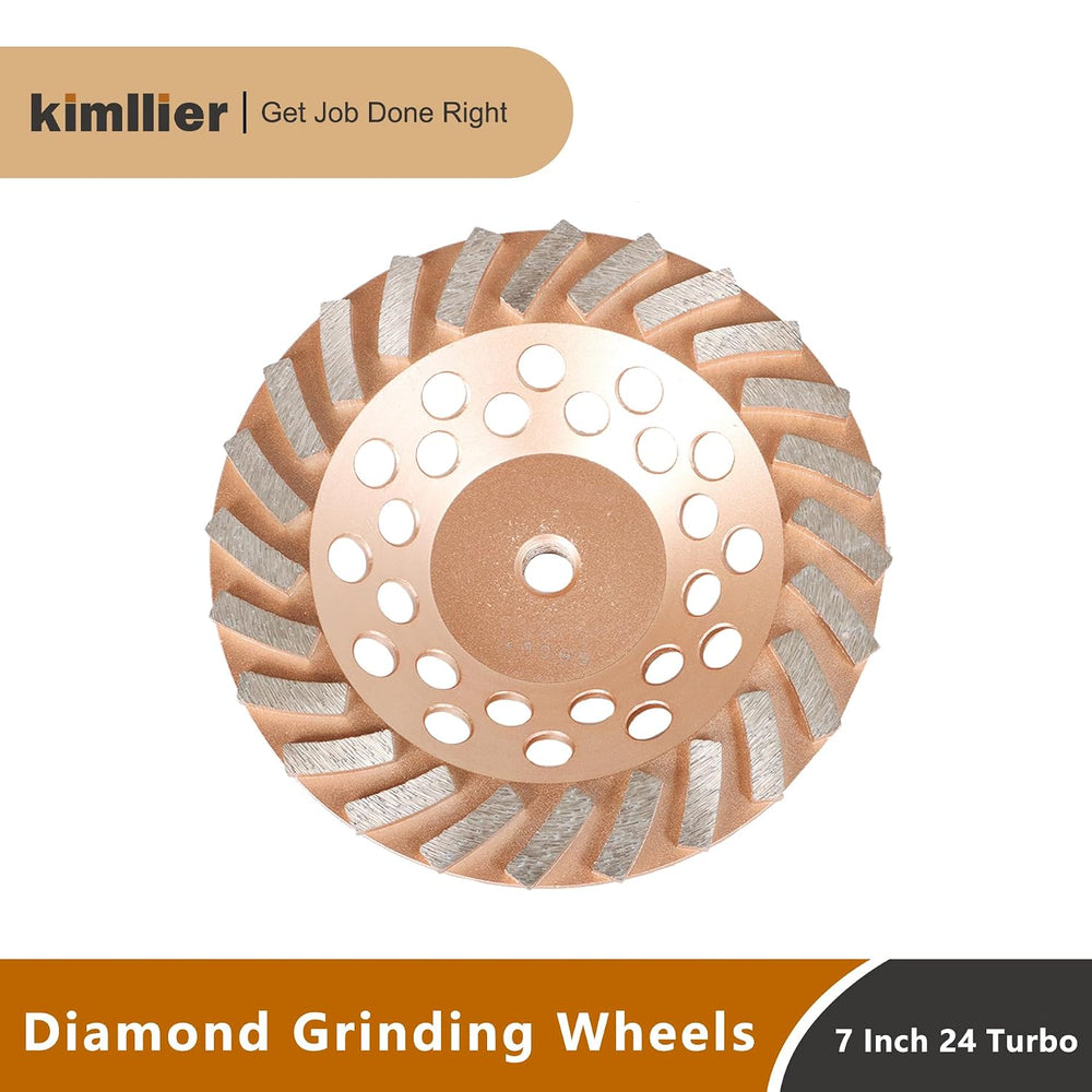 kimllier 7 Inch Concrete Grinding Wheels 24 Turbo Diamond Segments 5/8 Inch -...