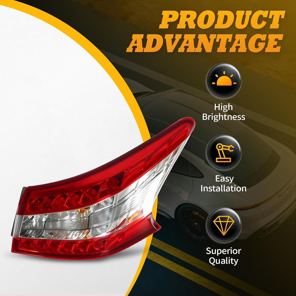 Right Outer Tail Light Assembly Compatible with Sentra 2013-2015 | W/Bulbs Pa...