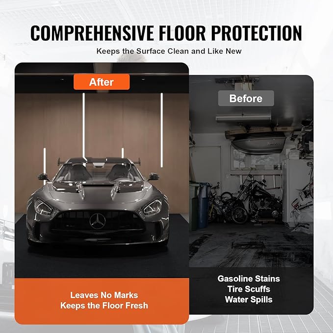 VEVOR Car Garage Mat, Shields Against Water, Durable Slip-Resistant Floor Cover