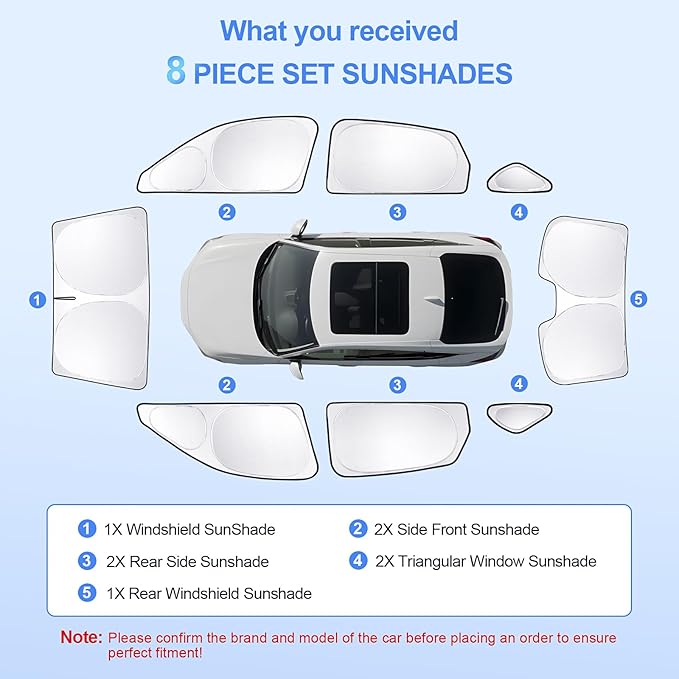 8pcs Car Window Shades for Honda Civic2022-Present Accessories, Windshield Side