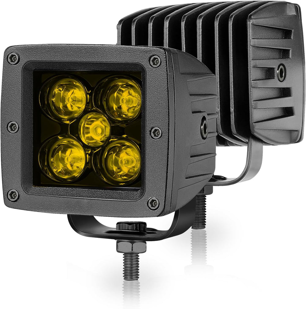 Amber LED Cube Lights, Niwaker 2Pcs 3 Inch 100W CREE LED Pods Spot Ditch Ligh...