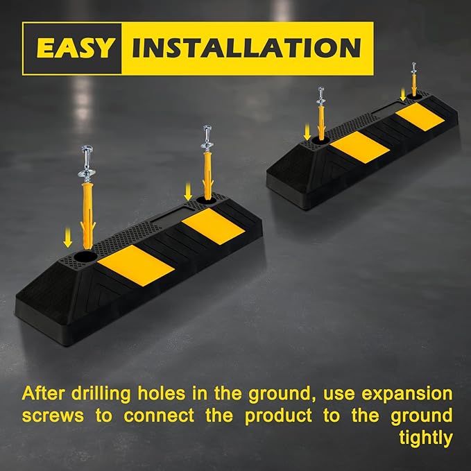 20" Rubber Parking Curb Stop, Car Stopper (4 Pack)