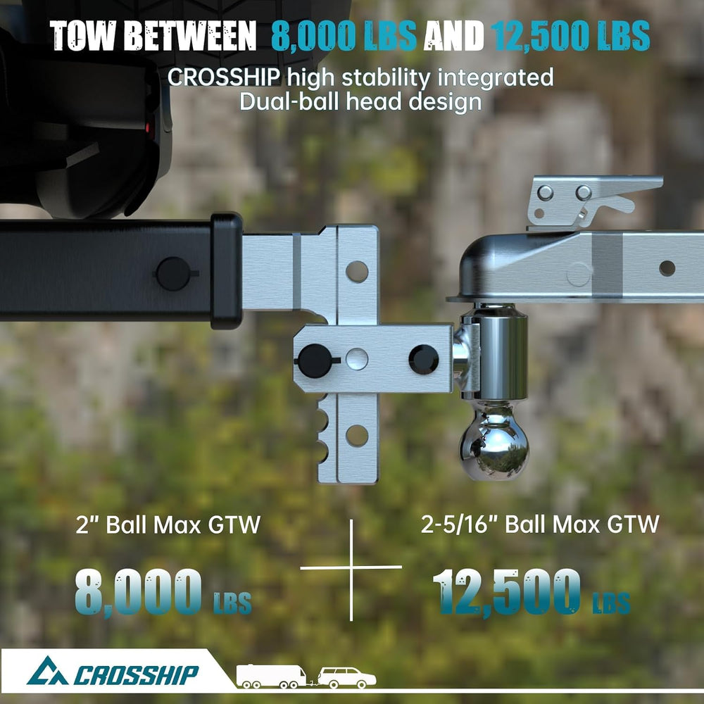 Adjustable Trailer Hitch - Heavy Duty Aluminum Drop Drawbar Hitch - Fits 2.5&...