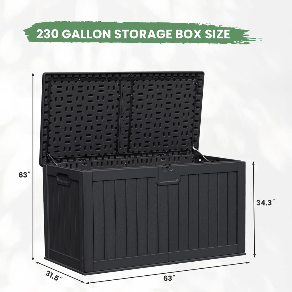 Greesum 230 Gallon HDPE Outdoor Storage Box with Removable Dividers, Weatherp...