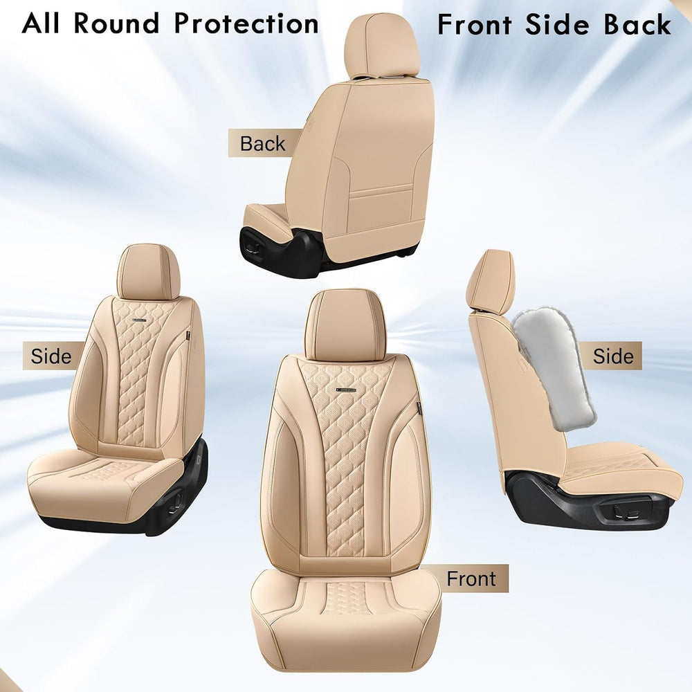Coverado Car Seat Covers Front Seats, Beige Seat Covers, Breathable Perforate...