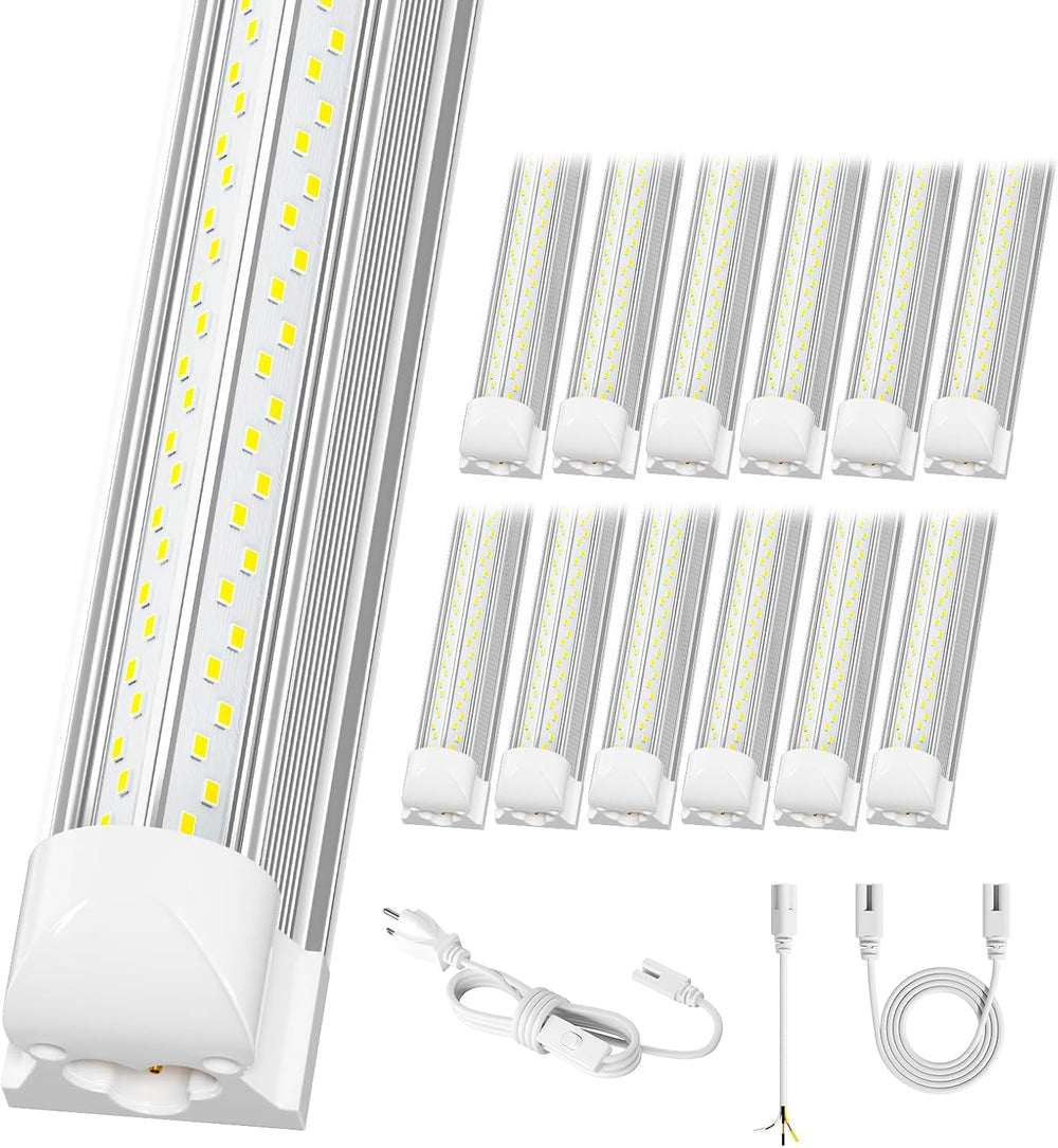 12 Pack Super Bright 100w 8ft Led Shop Light, 15000lm 5000k V Shape 8' Le...