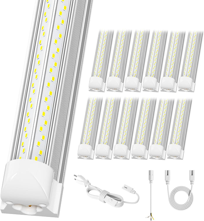 12 Pack Super Bright 100w 8ft Led Shop Light, 15000lm 5000k V Shape 8' Led Shop