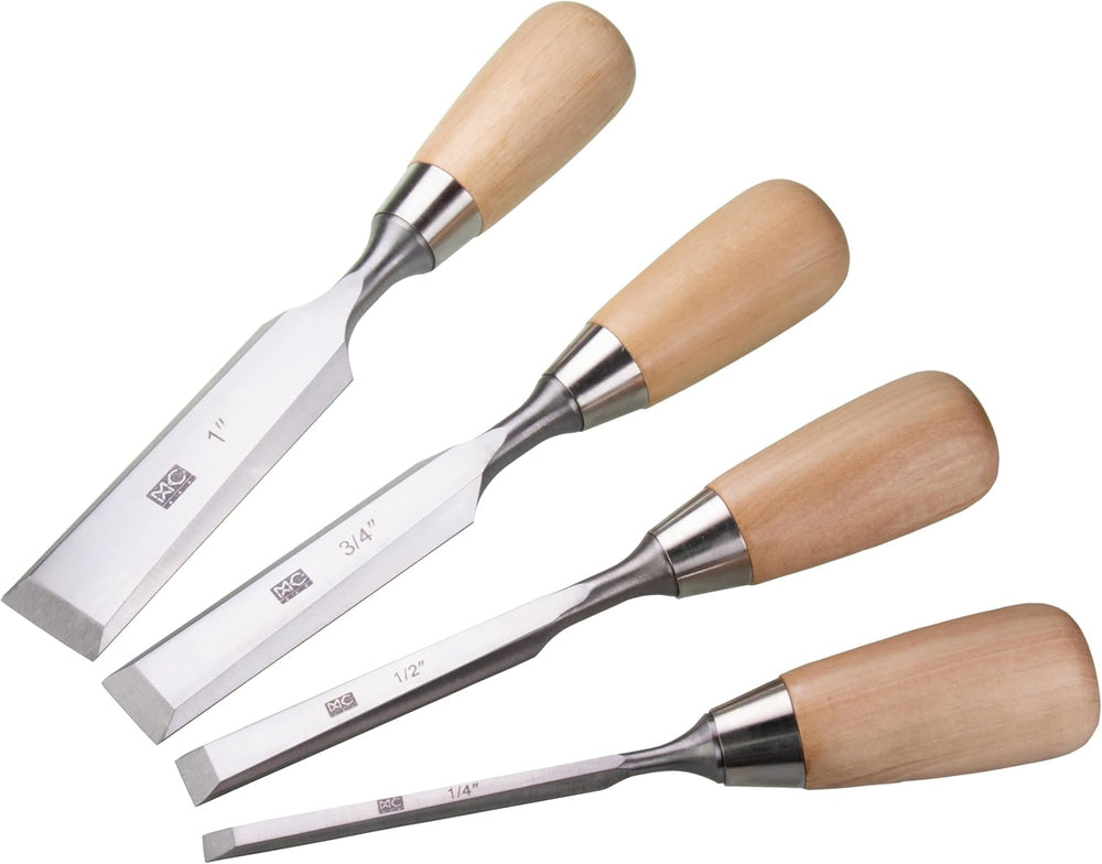 4 Piece Bevel Edge Butt Chisel Set 1/4 inch(6mm), 1/2 inch(12mm), 3/4 inch(20...