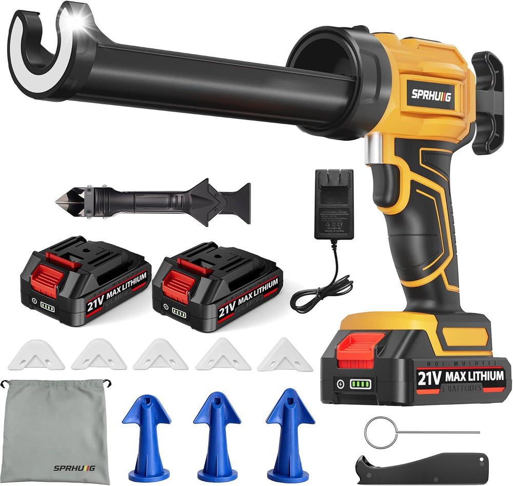 Cordless Electric Caulking Gun Automatic Battery Powered Caulk Gun with 21V 2...