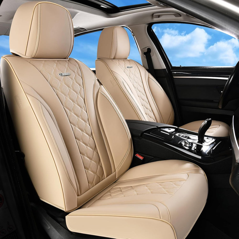 Coverado Car Seat Covers Front Seats, Beige Seat Covers, Breathable Perforate...