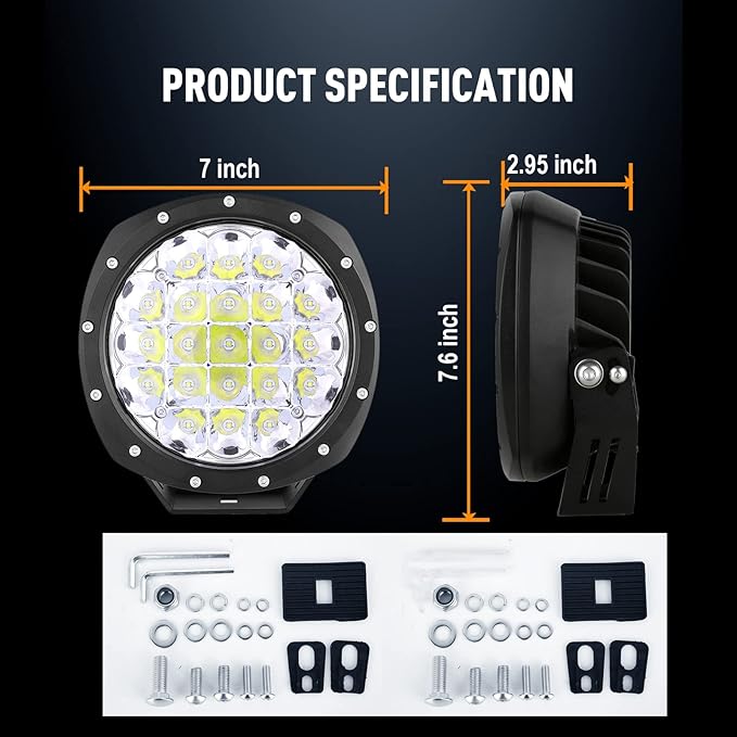 BIGLION.X 7Inch Round LED Offroad Lights 2PCS 210W 32000LM Super Bright LED Off