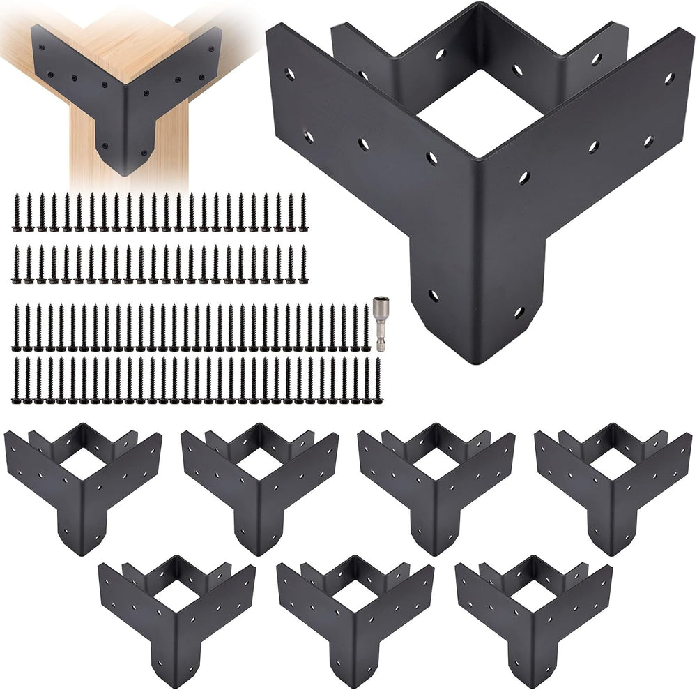 8Pcs 3-Way Workbench Corner Brackets Kit w/ Screws, Fits 2x4 & 4x4 Lumber