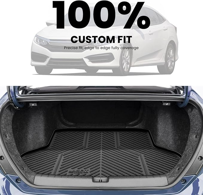 LASFIT Trunk Mat for Honda Civic Sedan 2016-2021, All Weather TPE Custom Fit