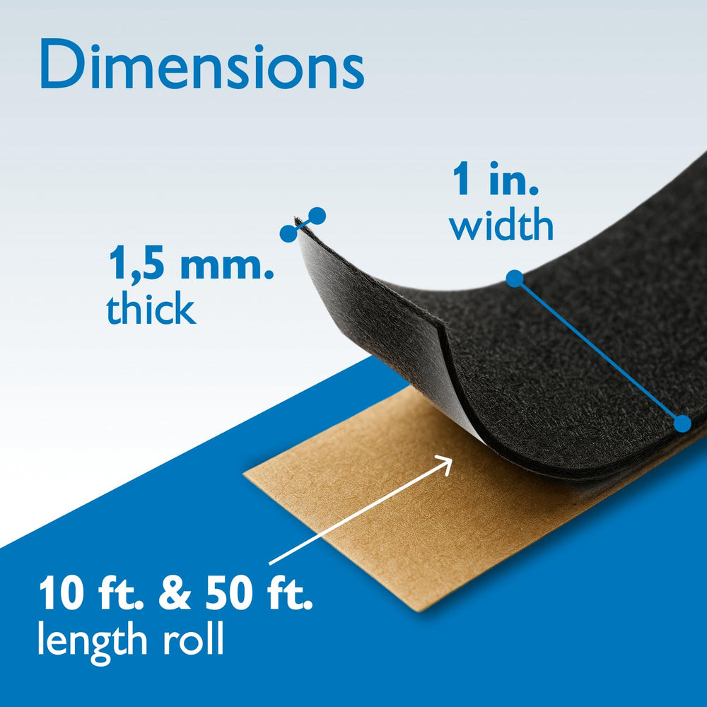 FindTape Polyester 1.5mm Felt Tape – 1 in. x 50 ft. Felt Strips with Adhesive...