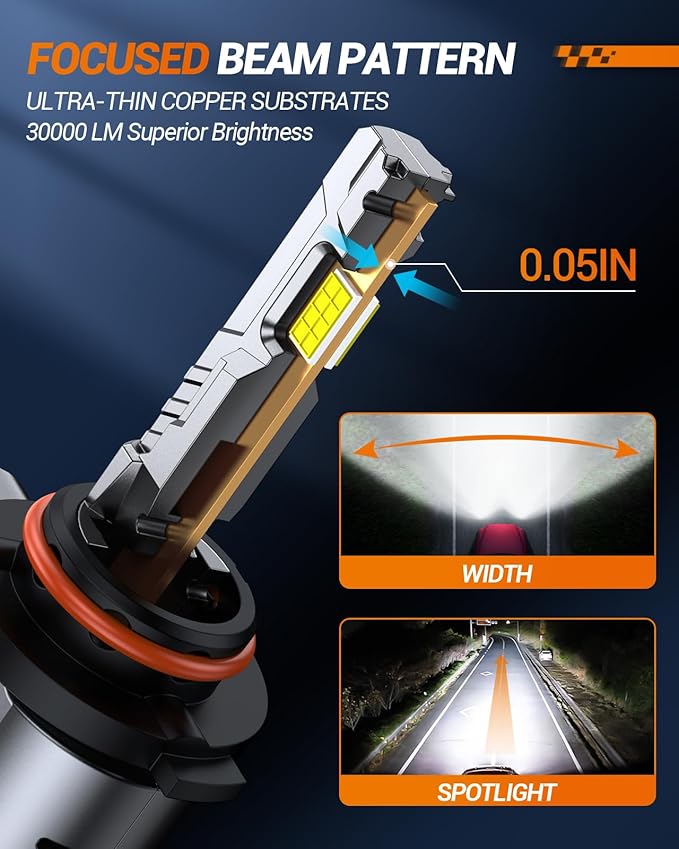 SEALIGHT 9007 Bulbs, 50000 LM HB5 Fog Light Bulbs, 1:1 Design, 6500KCool Whit...