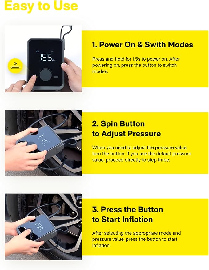 HOTO Tire Inflator Portable, Electric Air Pump Pro