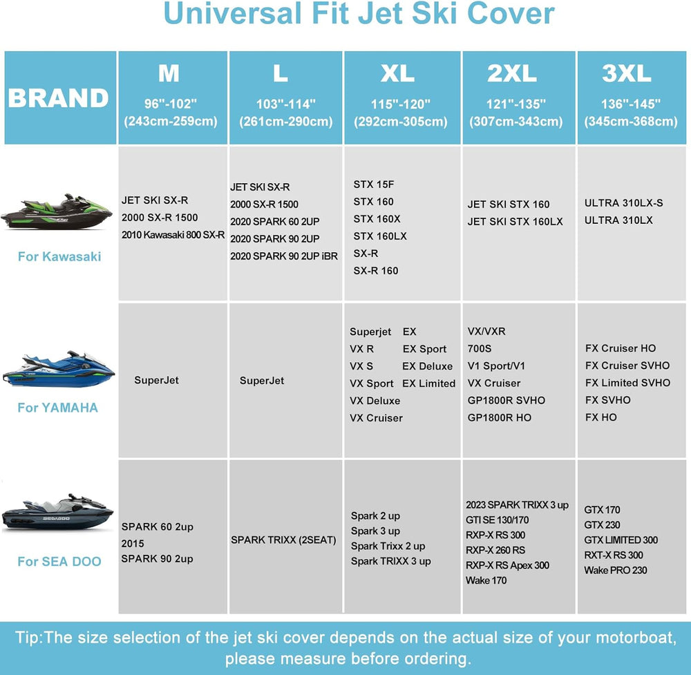 Jet Ski Cover Waterproof,Upgraded Heavy Duty 420D Jet ski Covers with 2 Air V...