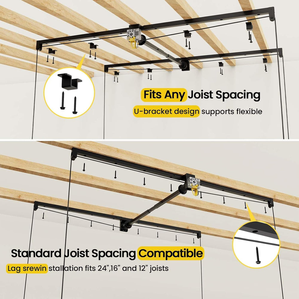 FERO Overhead Garage Storage Rack 4x8, 500 lb Heavy-Duty Capacity