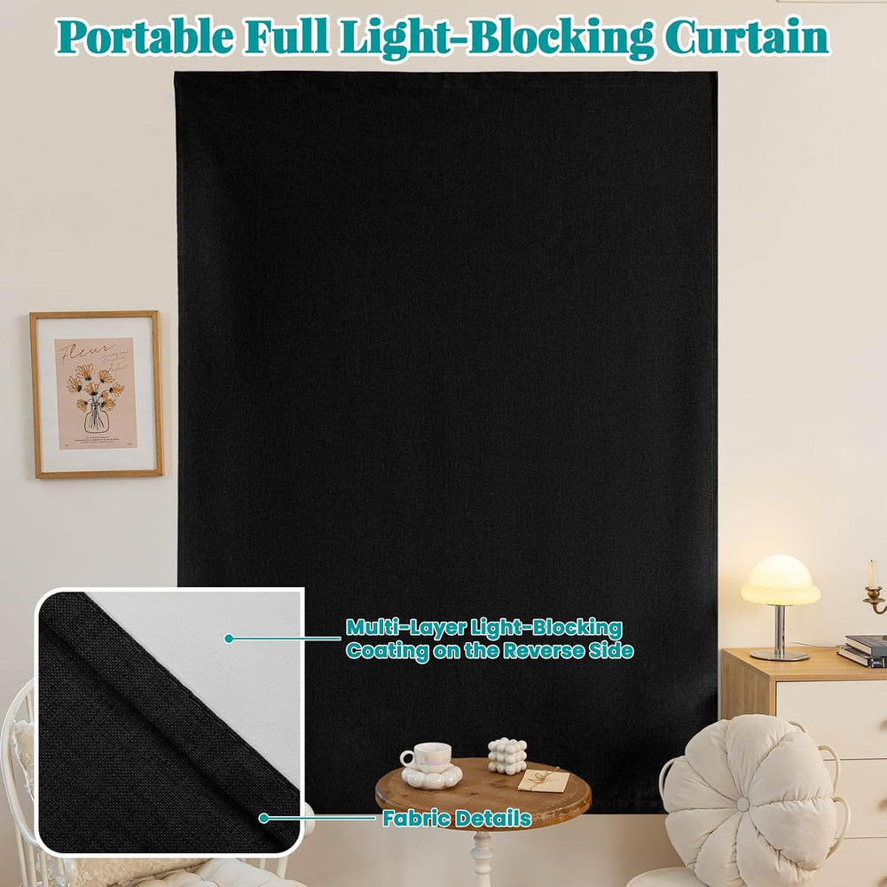 100% Blackout Adhesive Blackout Curtains- Self Stick Shades Window Blinds Cur...