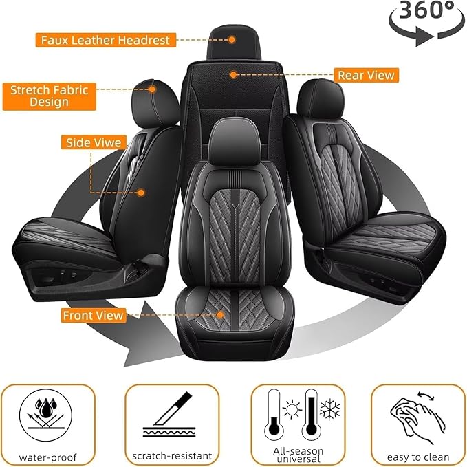 AOMSAZTO Ford Ranger Seat Covers: Full Set Custom Fit 2019 2020 2021 2022 2023